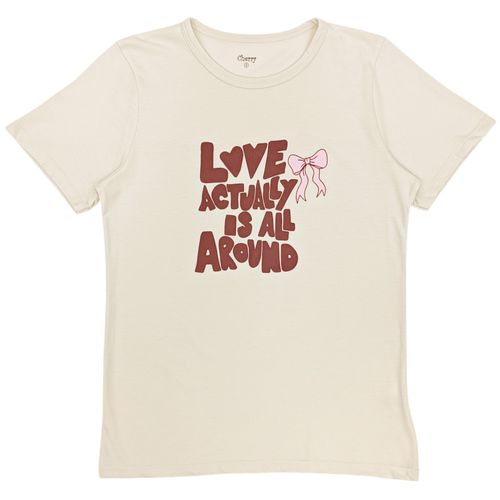Camiseta color ivory estampada alusiva a san Valentín para mujer