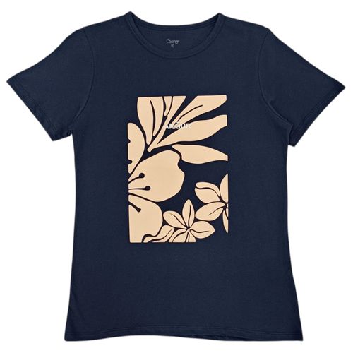Camiseta de mangas cortas color azul con detalle para mujer