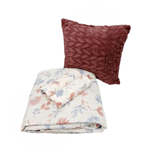 Set de 4 piezas de cubrecama Queen color café estampado