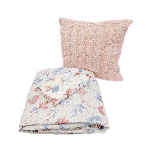 Set de cubrecama King en color coral con diseño estampado 4 piezas