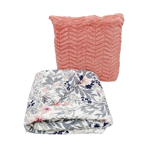 Set de 3 piezas de cubrecama Twin color coral estampado