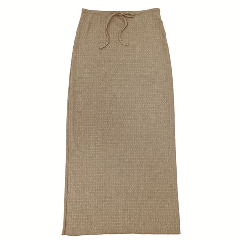 Falda midi color taupe con cintura ajustable para mujer