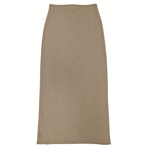 Falda midi color taupe con cintura ajustable para mujer