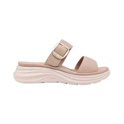 Sandalias casuales en color beige con detalle de doble correa para mujer