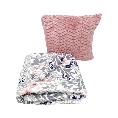 Set de 3 piezas de cubrecama Twin color rosa estampado