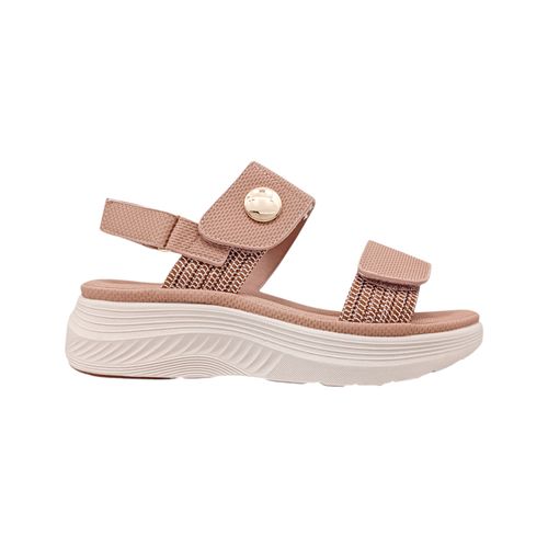 Sandalias casuales en color camel con ajuste de velcro para mujer