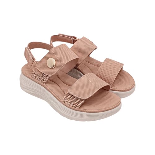Sandalias casuales en color camel con ajuste de velcro para mujer