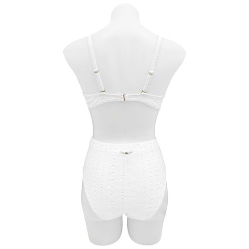 Bikini color blanco con diseño calado en doble tela para mujer