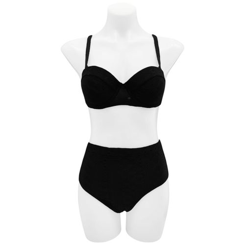 Bikini color negro con detalle calado para mujer