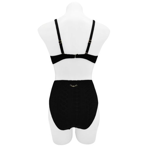 Bikini color negro con detalle calado para mujer