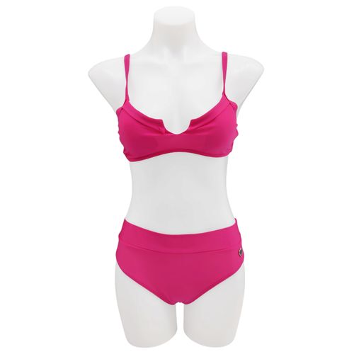 Bikini color fucsia con detalle en top y escote en V para mujer
