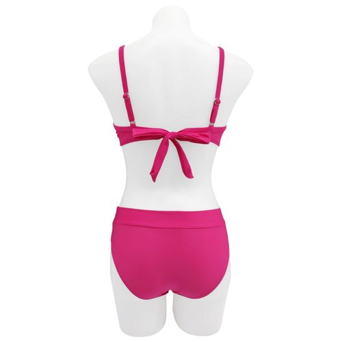 Bikini color fucsia con detalle en top y escote en V para mujer
