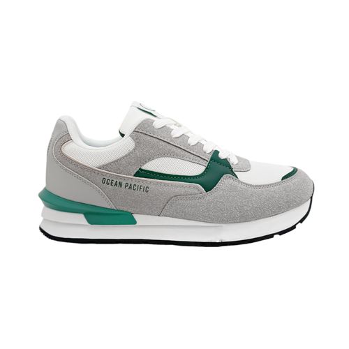 Sneakers Ocean Pacific color gris con detalles en blanco y verde para hombre