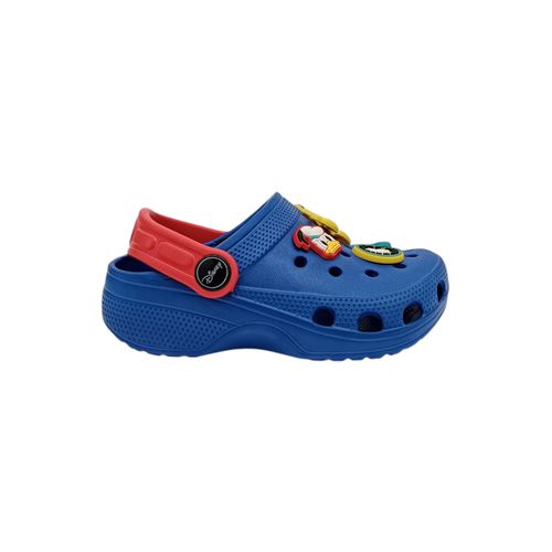 Sandalia color azul tipo crocs con diseño de Mickey Mouse para niño