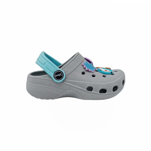 Sandalia bicolor tipo crocs con diseño de Frozen para niña