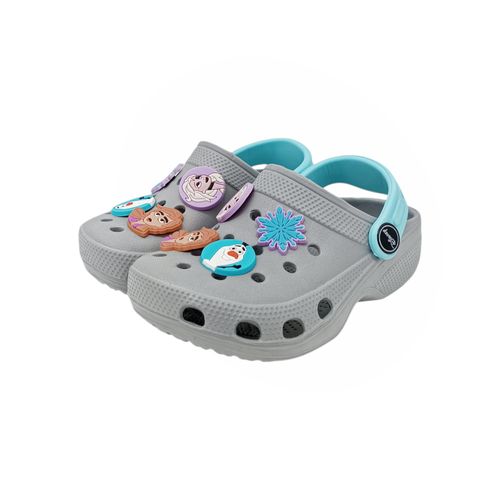 Sandalia bicolor tipo crocs con diseño de Frozen para niña