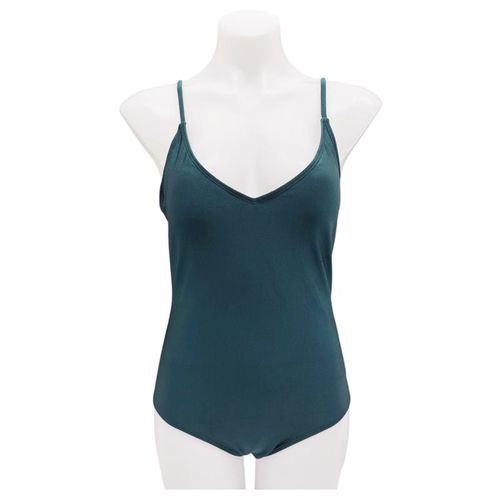 Traje de baño color aqua de una pieza con escote para mujer