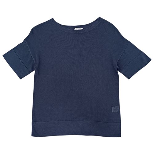 Blusa casual en color azul de cuello redondo para mujer