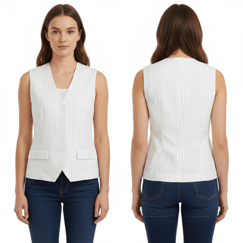 Blusa tipo chaleco color blanco casual desmangada para mujer