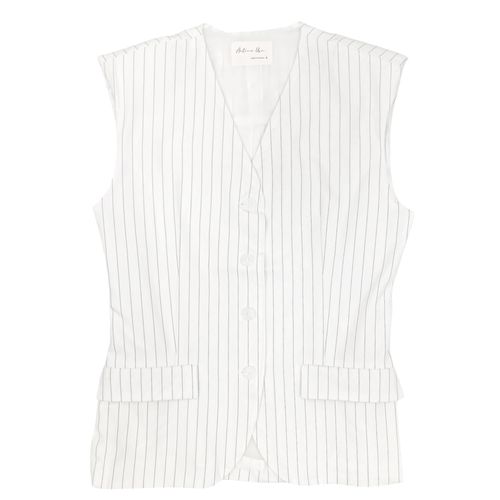 Blusa tipo chaleco color blanco casual desmangada para mujer