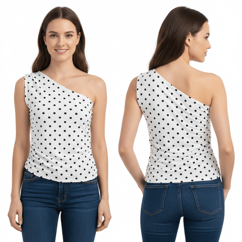 Blusa color blanco off shoulder con diseño estampado para mujer