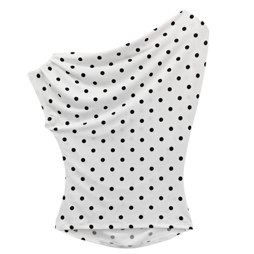 Blusa color blanco off shoulder con diseño estampado para mujer