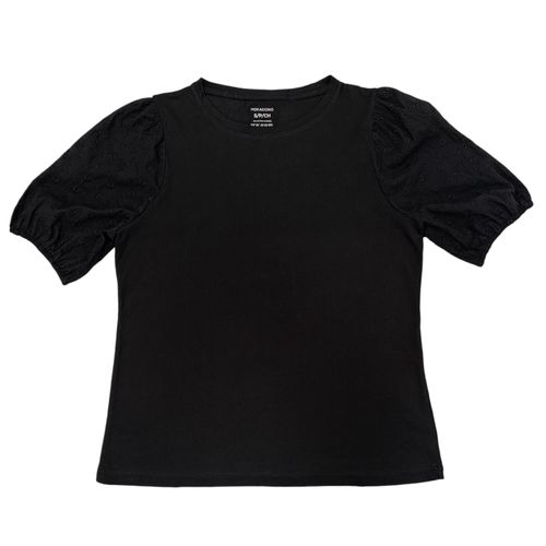 Blusa color negro con mangas caladas para mujer