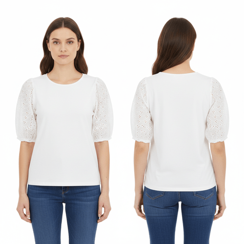 Blusa color blanco con mangas a detalle para mujer
