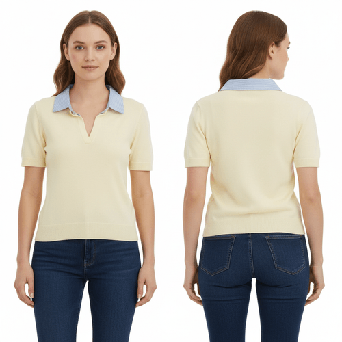 Blusa casual tipo Polo color amarillo para mujer