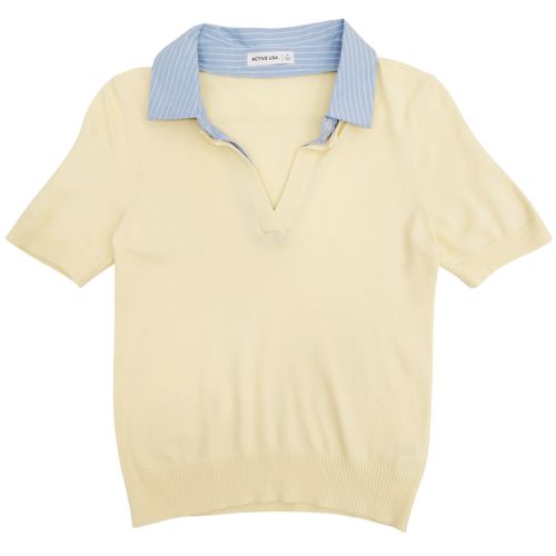 Blusa casual tipo Polo color amarillo para mujer