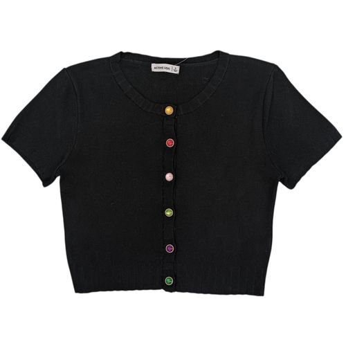 Blusa color negro casual cropped para mujer