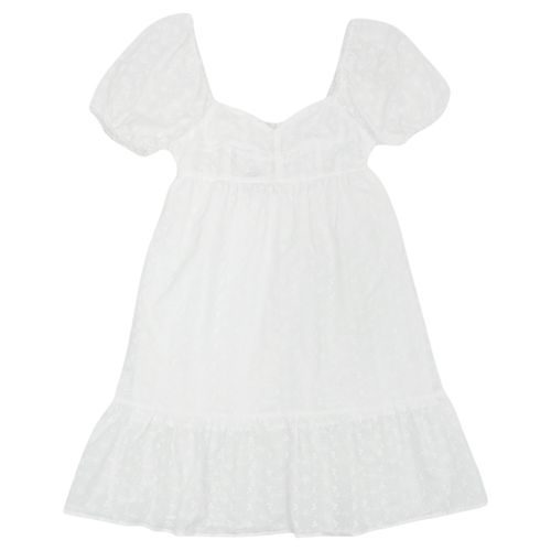 Vestido color blanco de escote en V y mangas cortas para mujer