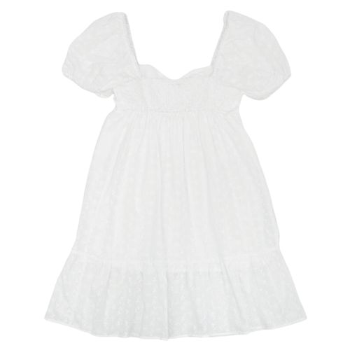Vestido color blanco de escote en V y mangas cortas para mujer