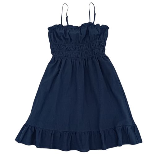 Vestido con ruffle color navy de tirantes para mujer