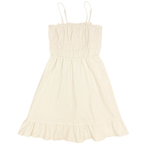Vestido con ruffle color ivory de tirantes para mujer