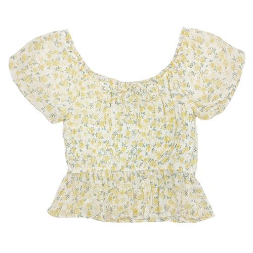 Blusa tipo campesina en multicolor de cuello redondo para mujer