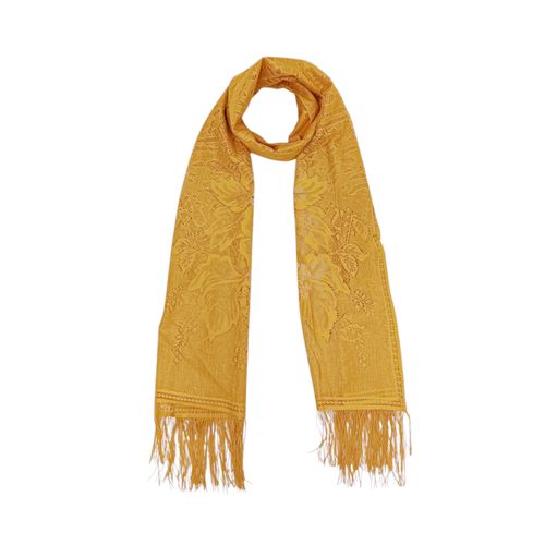Bufanda color camel con diseño floral en relieve para  mujer