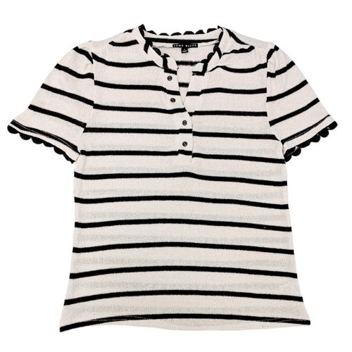 Blusa casual en bicolor con escote tipo henley para mujer