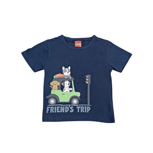 Camiseta color azul marino de cuello redondo para niño