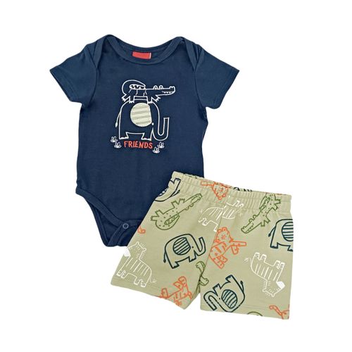 Conjunto de short en bicolor para bebé niño