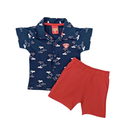 Conjunto de 2 piezas en bicolor diseño con estampado para niño