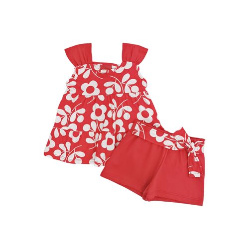 Conjunto de short en color rojo para niña