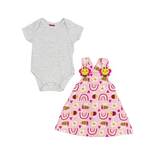 Conjunto de mameluco en bicolor diseño estampado para bebé niña