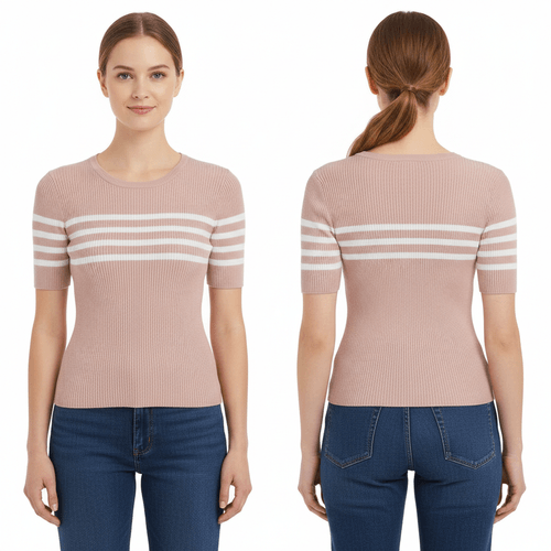 Blusa color rosa casual de estilo ajustada para mujer