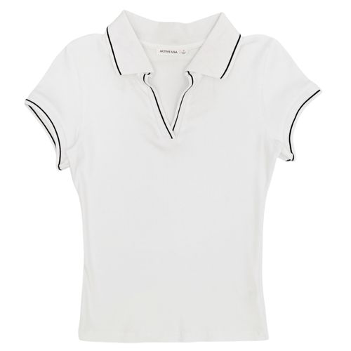 Blusa color blanco con cuello en V y mangas cortas para mujer
