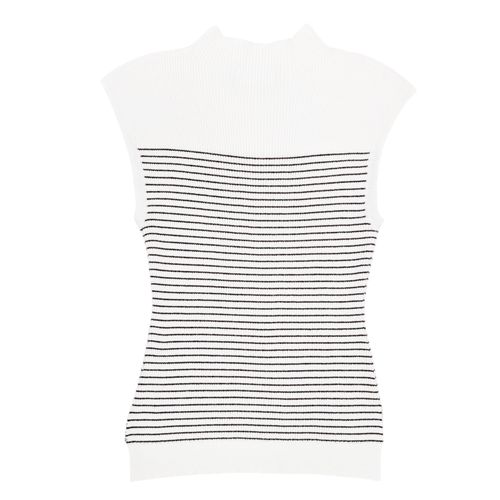 Blusa color blanco y rayas negras sin magas para mujer