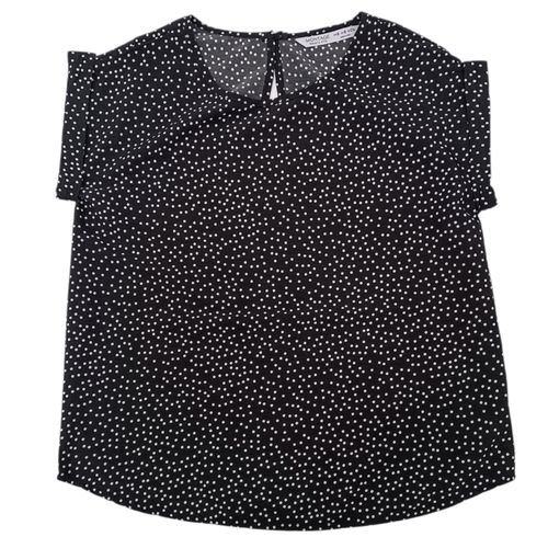 Blusa casual color negro de cuello redondo para mujer