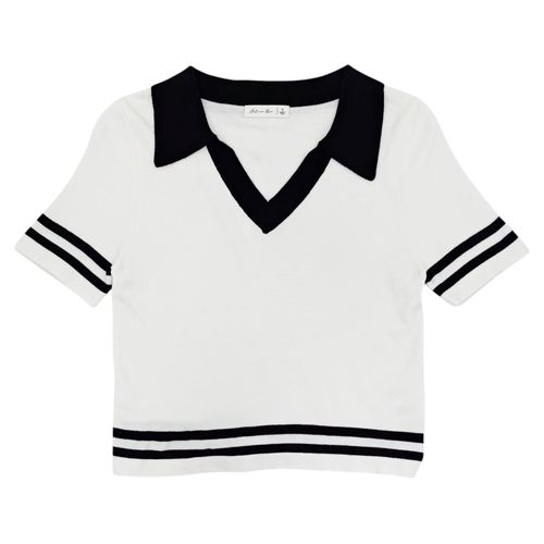 Blusa color blanco tipo polo mangas cortas para mujer