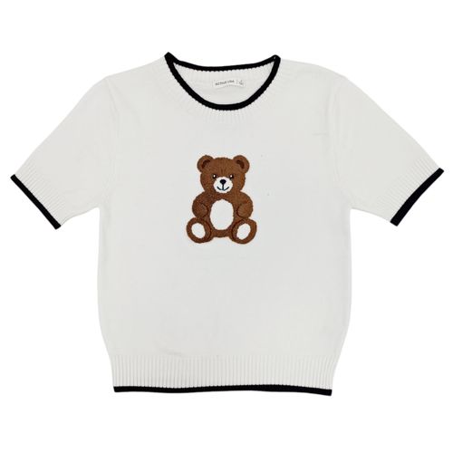 Blusa color blanco de cuello redondo con mangas cortas para mujer