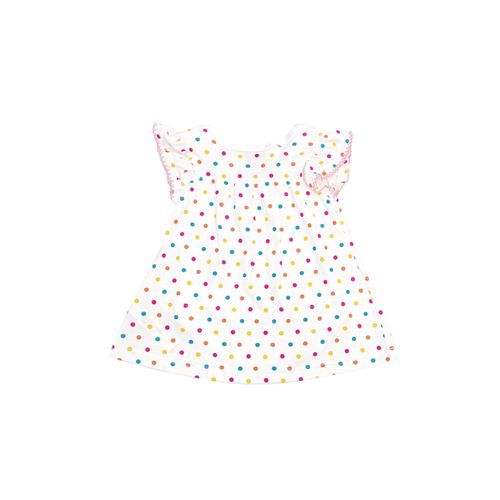 Vestido color blanco de cuello redondo con corte holgado para bebé niña